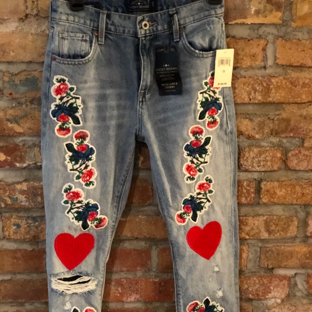 Lucky Brand embroiled high rise jeans